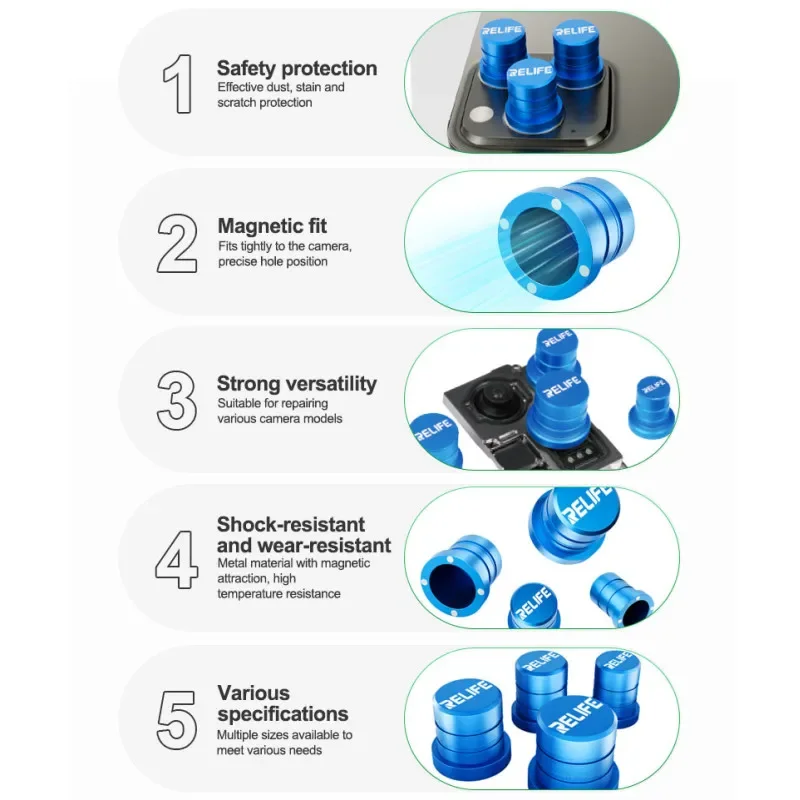 RELIFE RL-099 13/12/11/9mm Replace Blue Light Protective Cover for Mobile Phone Repair Metal Magnetic Blue Light Diamond Cover
