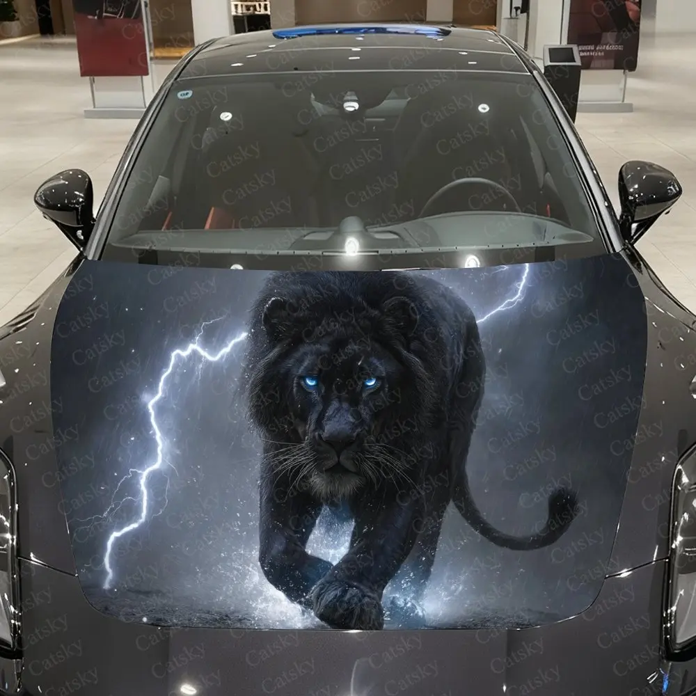 

Виниловая пленка для автомобиля Thunder Surge Dark Lion, водонепроницаемая наклейка на капот автомобиля из ПВХ, самоклеящиеся устойчивые к царапинам наклейки