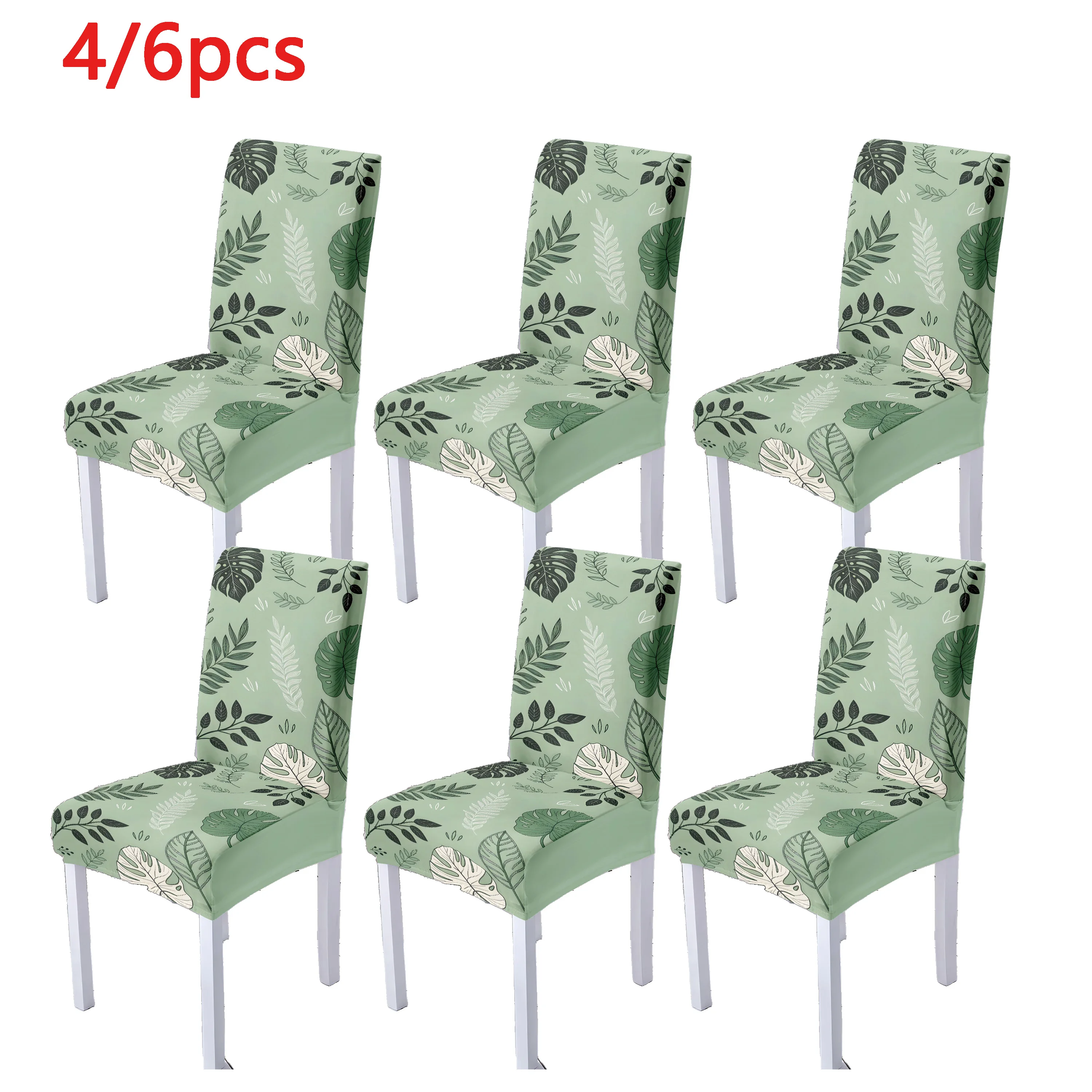 

4/6 шт. Чехлы на стулья с принтом, рисунок листьев в тропическом лесу, эластичные чехлы на обеденные стулья, один размер подходит всем, моющиеся