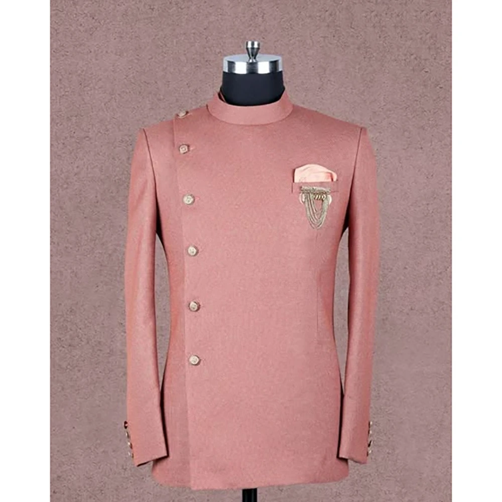 

Gentle Pink Single Breasted High Quality Stand Collar Two Pieces (Jacket+Pants) Wedding Formal Office Fashion Man Sets