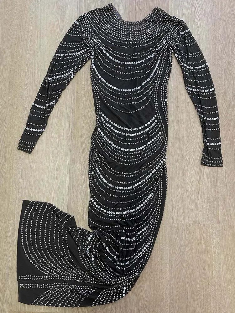 High Quality Hot Diamond Elastic Wrap Buttocks Dress 2024 New Fashion Custom Women'S Clothing