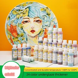 80g 24 Solid Color Special Concentration Series Ceramic Underglaze Paint DIY Pottery Painting Crafts Coloring Decorative Glaze