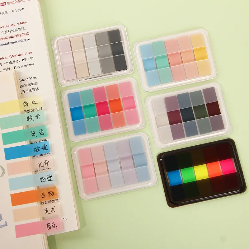 Macaron Color PET Memo Pad 100 Sheets Sticky Notes Self-adhesive Post Label Index Stickers Marker F7692