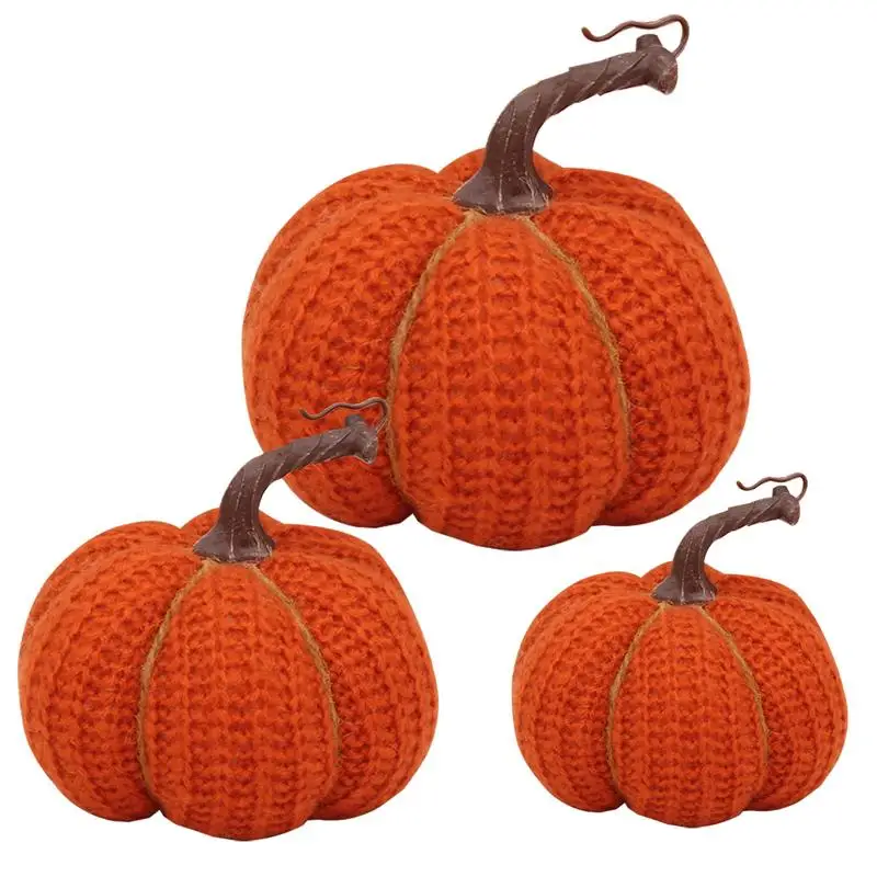 

Orange Pumpkins for Decorating Decorative Artificial Knit Thanksgiving Pumpkins Faux Orange Crocheting Pumpkins for Harvest