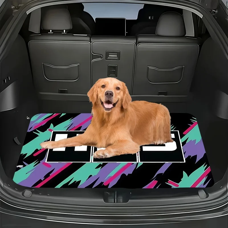 VIKAMA HKS Printed Trunk Mat, Graffiti Design Non-Slip Rug for Car, Outdoor Picnic & Multi-Purpose Use, Easy Clean