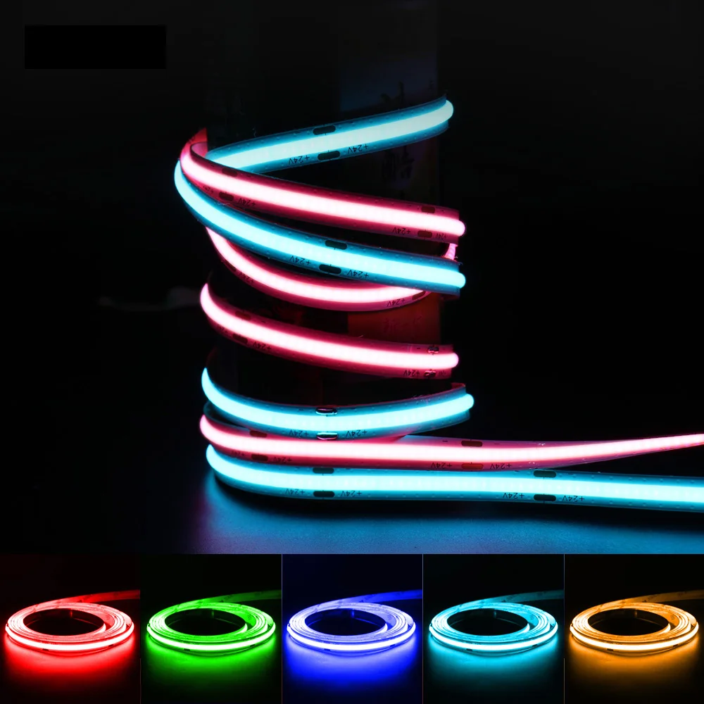 

DC24V 8mm COB LED Strip Light Multicolor 480leds For Room TV Blacklight Decor Flexible Ribbon Linear LED Tape Dimmer High Bright