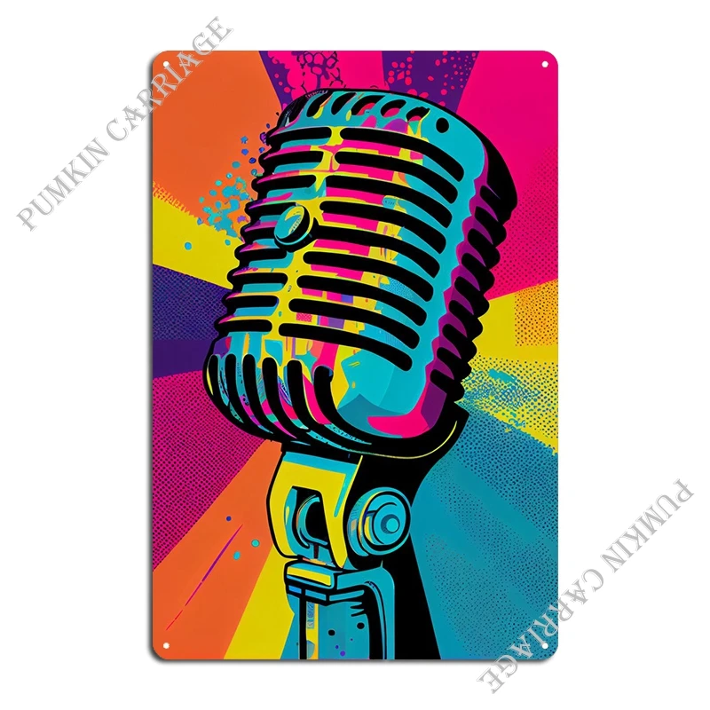 Vocal Virtuosity Pop Mic Metal Signs Pub Club Personalized Classic Tin Sign Poster