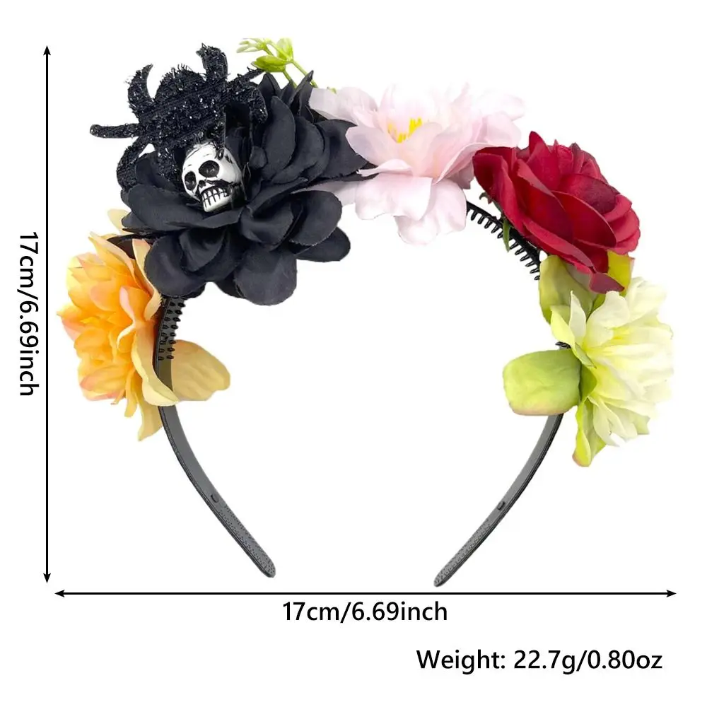 زي الحفلات التنكرية المكسيكية على شكل زهرة الورد على شكل تاج أغطية الرأس دعائم صور لليوم الموتى #5
