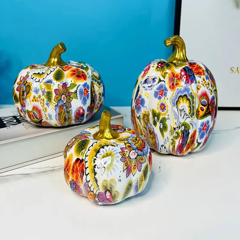 

Colorful Graffiti Pumpkin Decorative Ornaments, Simulated Fruit Models, Resin Crafts, Living Room Tabletop Decoration, Gifts