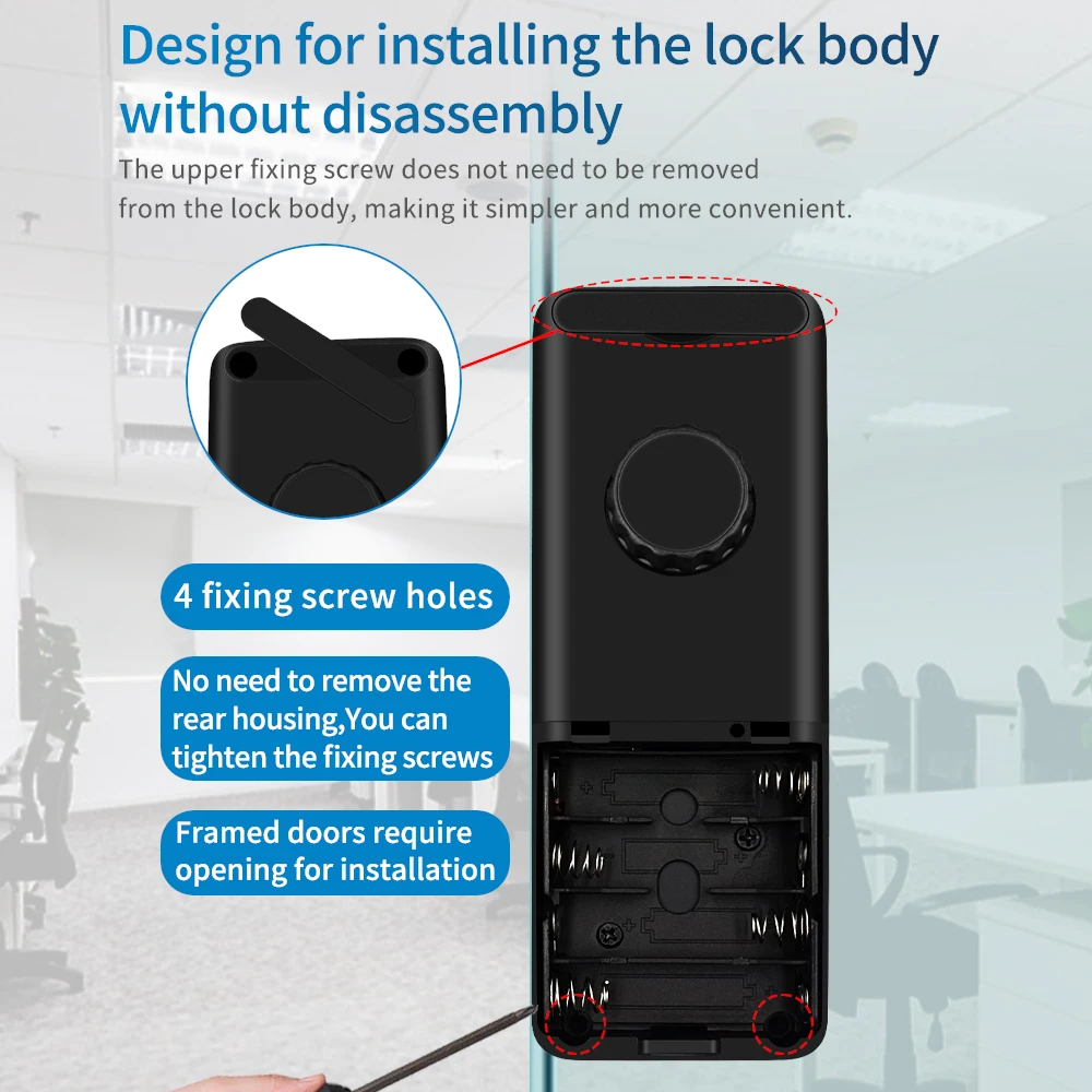 Haha-Lock APP Fingerprint Glass Lock Bluetooth Smart Sliding Door Attendance Electronic Digital Lock RFID IC Card Remote Control