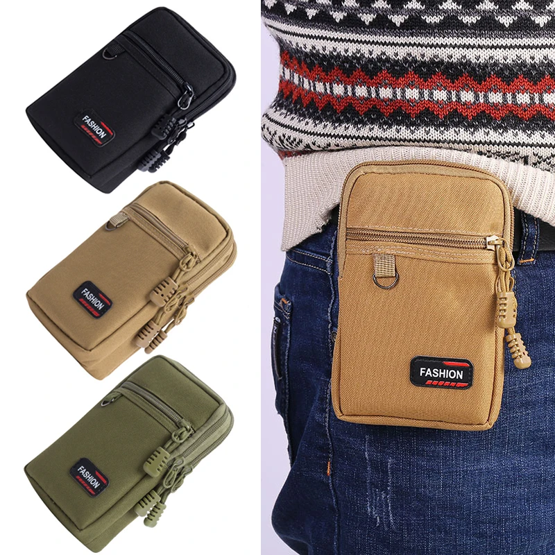 EDC Molle-Bolso de doble capa para hombre, riñonera militar para exteriores, para teléfono, Camping, caza, táctico, novedad