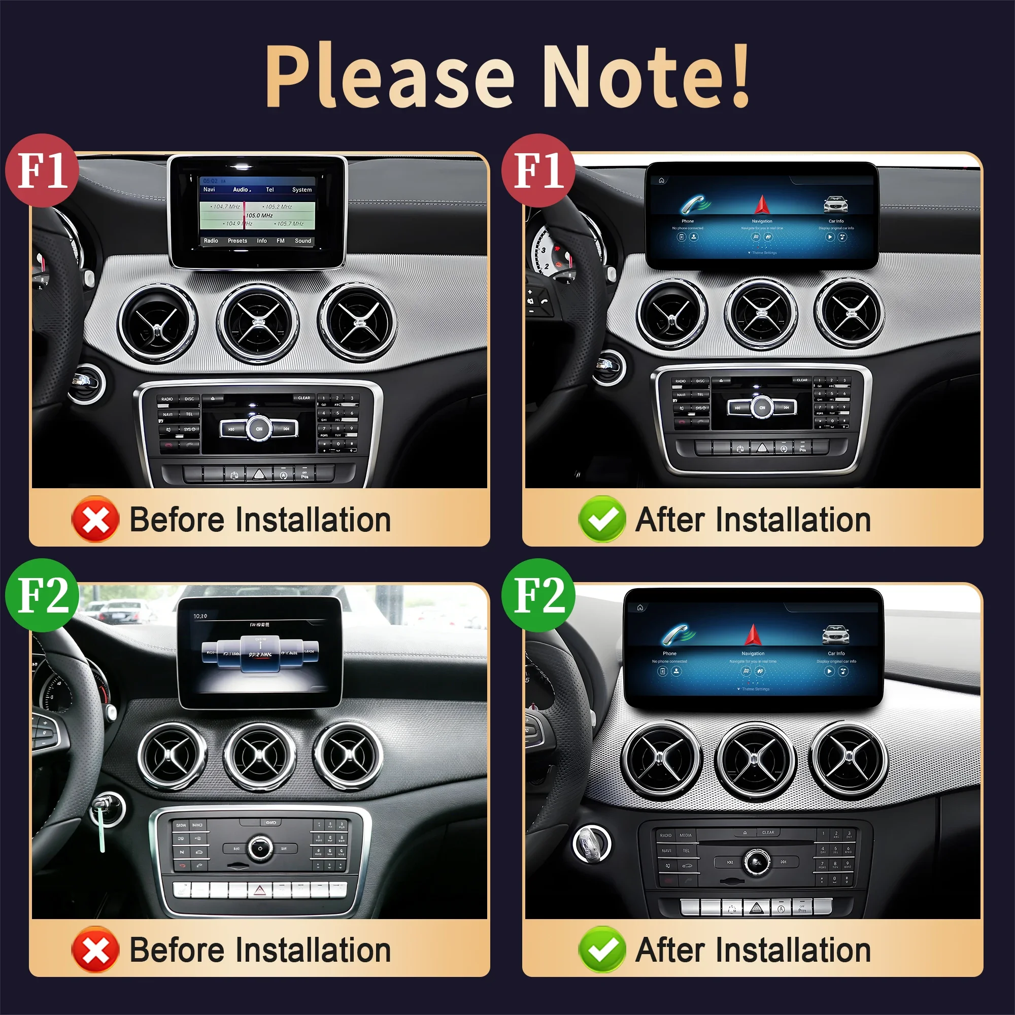 10.25'' Screen Carplay Android 14 For Mercedes Benz A Class W176 GLA X156 CLA C117 2012-2018 Snapdragon 685 Car Radio Multimedia