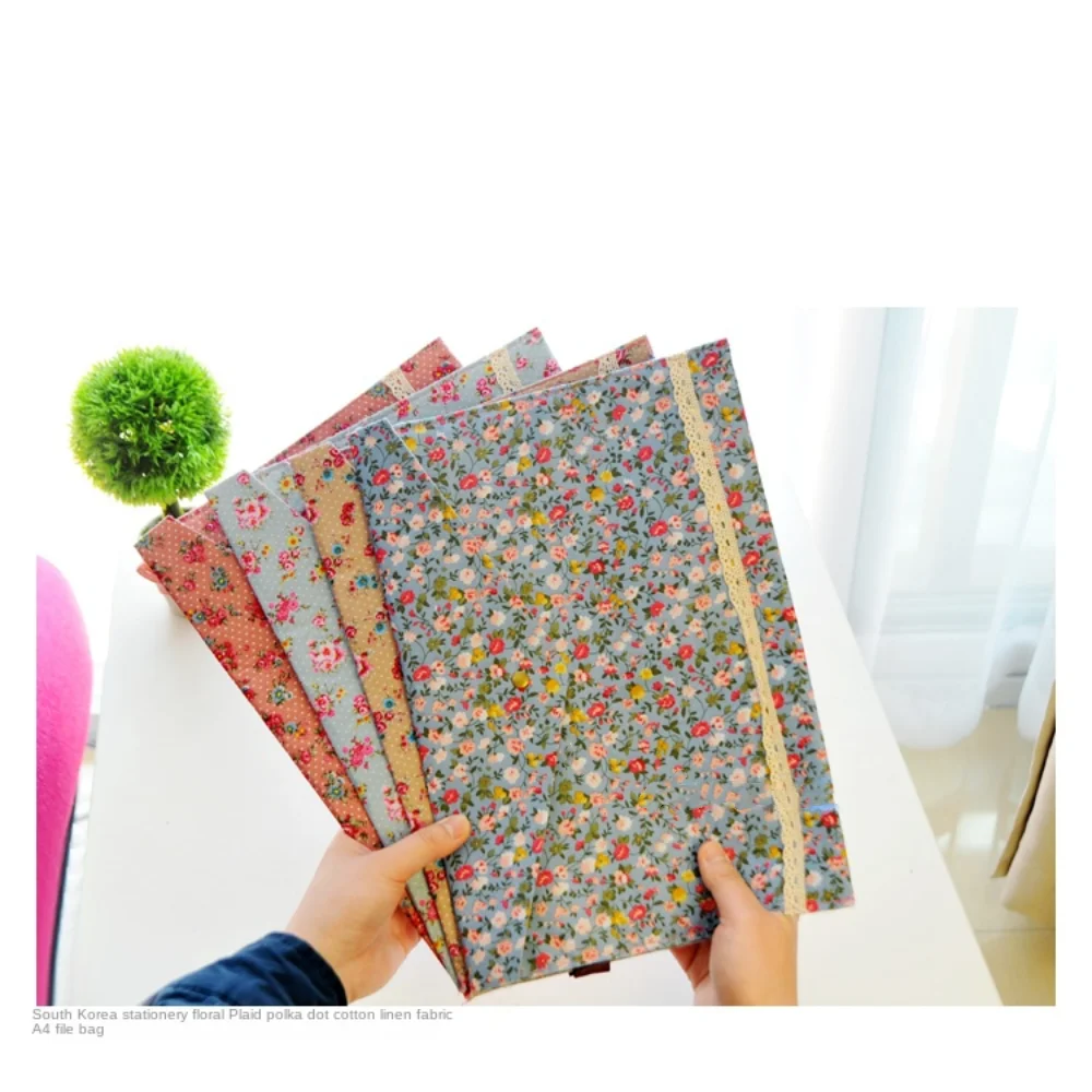 Portable Document Protector Floral a4 File Bag Soft Data Storage Button Folder Waterproof Elegant Test Paper Organizer Students