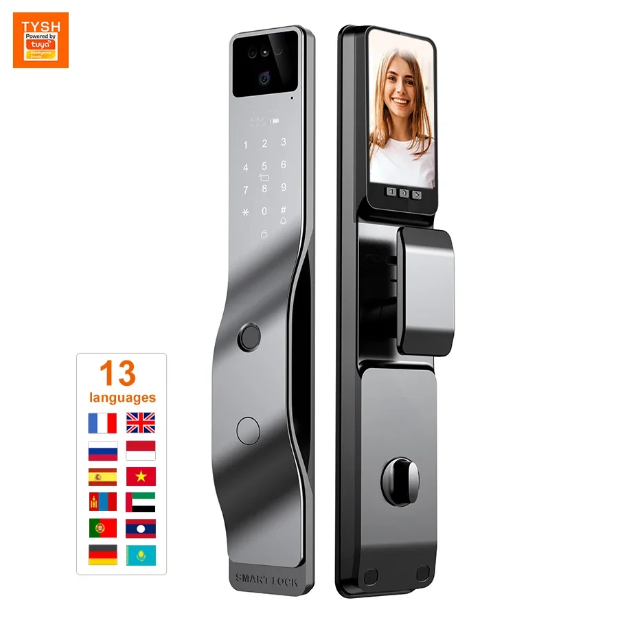 

TUYA APP Digital Fingerprint Tuya Smart Door Lock Face Recognition Lock with Camera Electric Digital Biometric Door Smart Lock