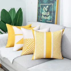 Giallo bianco geometrico breve peluche federa divano cuscino decorazione della casa può essere personalizzato per te 40x40 45x45 50x50