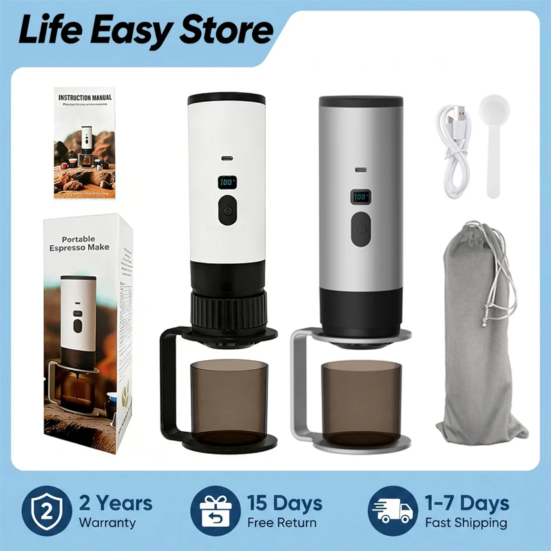 Macchina da caffè a capsule, portatile, elettrica, 3 in 1, estrattore di caffè con riscaldamento wireless, modello aggiornato, contenitore per polvere di caffè da 51 mm, indicatore di livello