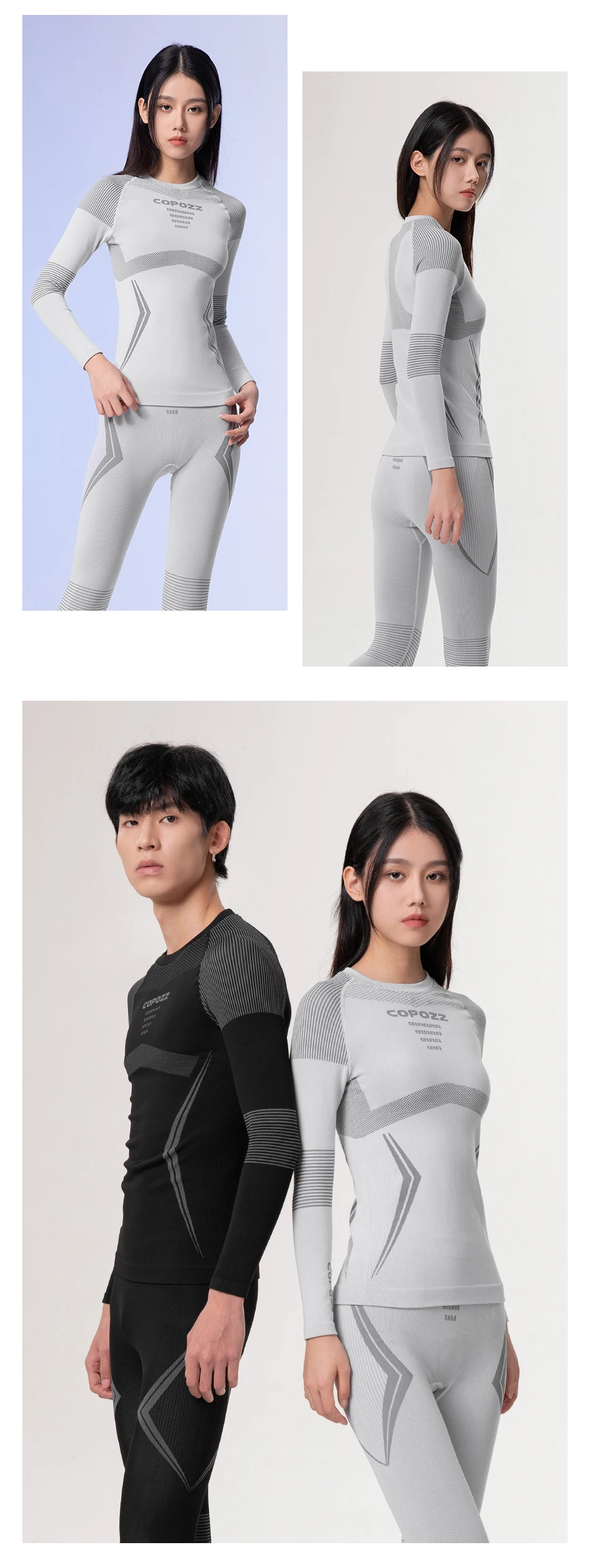 COPOZZ Männer Frauen Ski Thermo-Unterwäsche-Sets, schnell trocknend, funktioneller Kompressions-Trainingsanzug, enge Snowboard-Tops und Hosen für Erwachsene – Detail 18