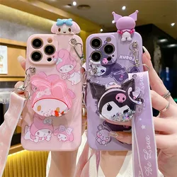 Kawaii Phone Cover Kuromi Melody Creative Doll Phone Case for Iphone 15 14 13 12 11 Pro Max Scaffolding Phone Shell Friend Gift