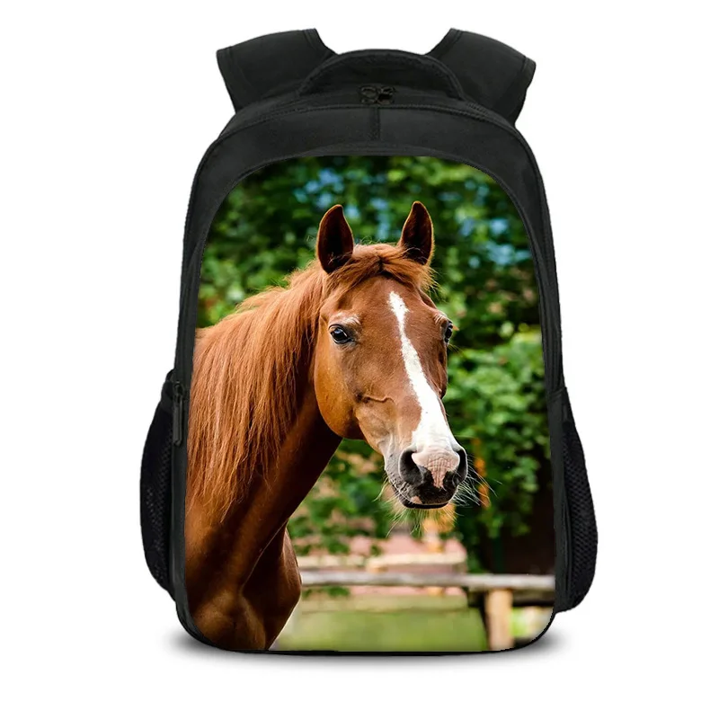 Horse double-layer backpack animal horse 3D printed large capacity student new handsome casual backpack