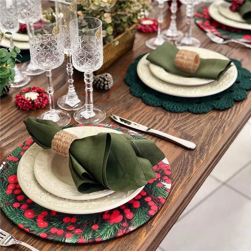 

48Pcs Napkin Rings,Water Hyacinth Napkin Holder Rings - Rustic Napkin Rings For Birthday Party, Dinner Table Decoration