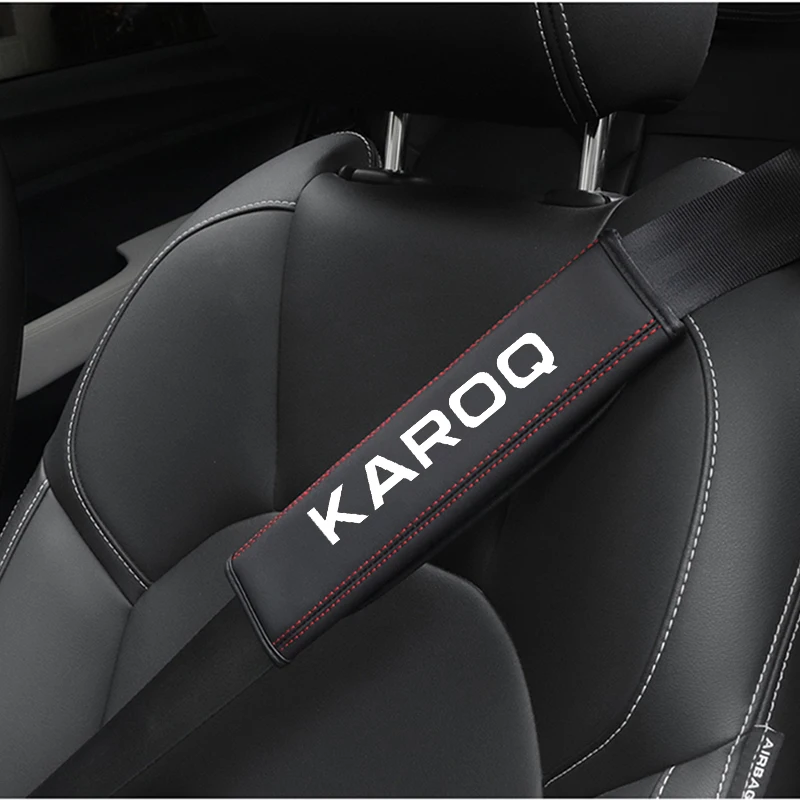 Top layer cowhide seat belt cover for Skoda Octavia Rapid Fabia S Logo A7 Superb KAMIQ Accessories