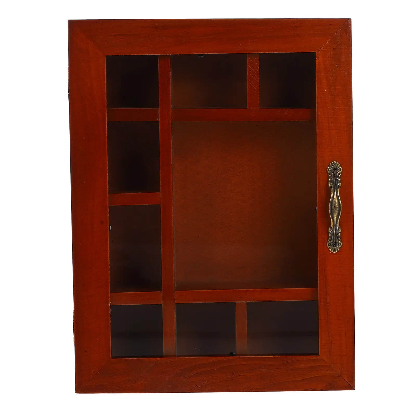 Multi Compartment Vintage Storage Box Wooden Desktop Organizer with Transparent Lid for Jewelry Candy Collectibles Trinkets