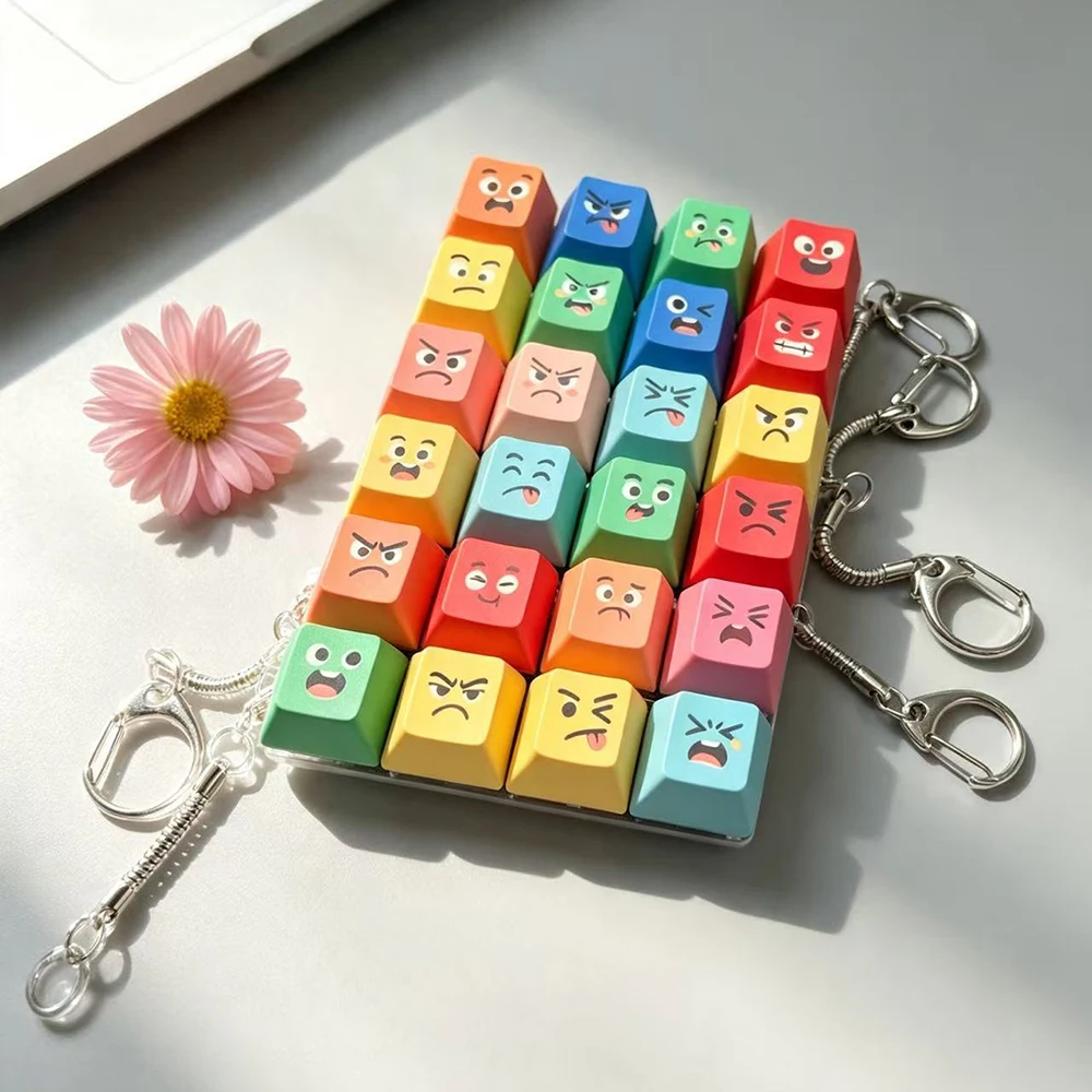 4Keys Finger Button Anti-stress Toys Mechanical Keyboard Keycaps Office Decompression Calming Keychain Gamer Gift Fidget Toy