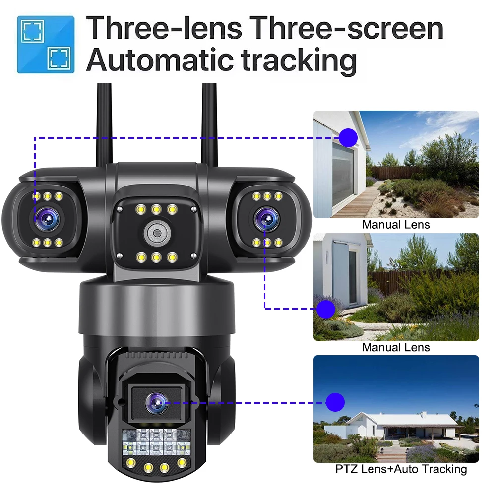 WiFi 보안 카메라 블루투스 무선 CCTV 카메라 15MP HD 나이트 비전 야외 방수 2 웨이 오디오 PTZ 비디오 감시