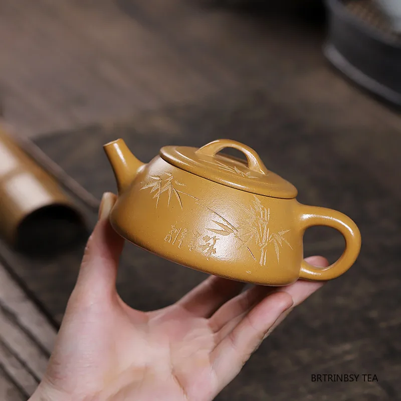 

170ml Handmade Yixing Purple Clay Teapot Beauty Tea Infuser Tea Pot Bamboo Leaf Pattern Kettle Chinese Raw Ore Zisha Tea Set