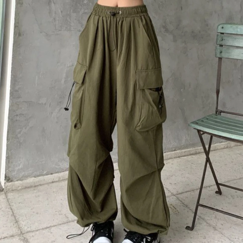 

Women Cargo Pants Casual Loose Pocket High Waist Solid Y2k Streetwear Oversize Trousers Sweatpants Baggy Korean Fashion Vintage