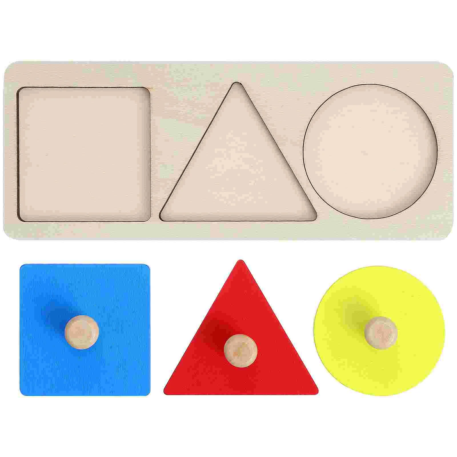 

Geometric Shape Puzzle Panel 3 Color Geometry Toy for Kids Toddlers Montessori Educational Math Toy Wooden Puzzle Early Learning