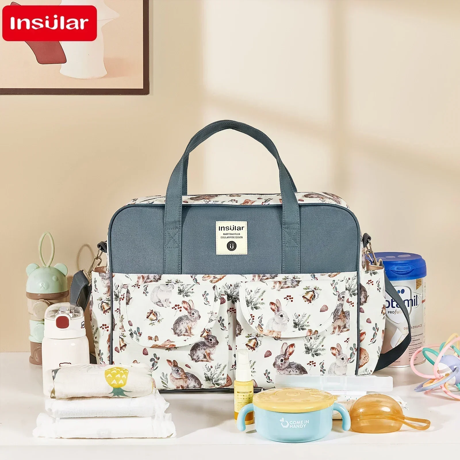 

New Mummy Bag Fashion Handheld Lightweight Small Size Baby Diaper BagMulti-Functional Mom Animal Prints Waterproof crossbody bag