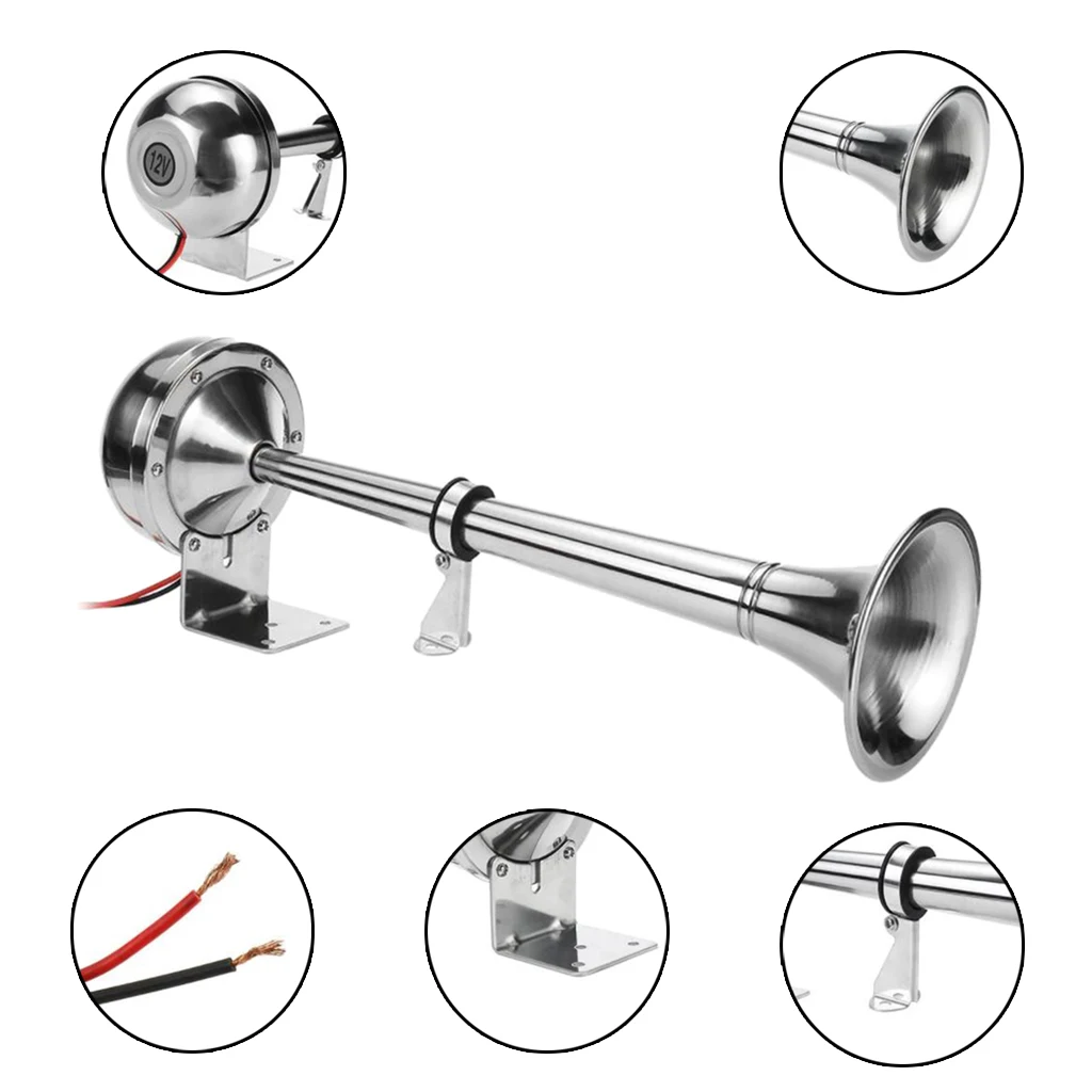 Metal Single Trumpet Electric Air Horn 12V 125DB Compact Loud Sound Kit for Car Truck Boat Train Accessories