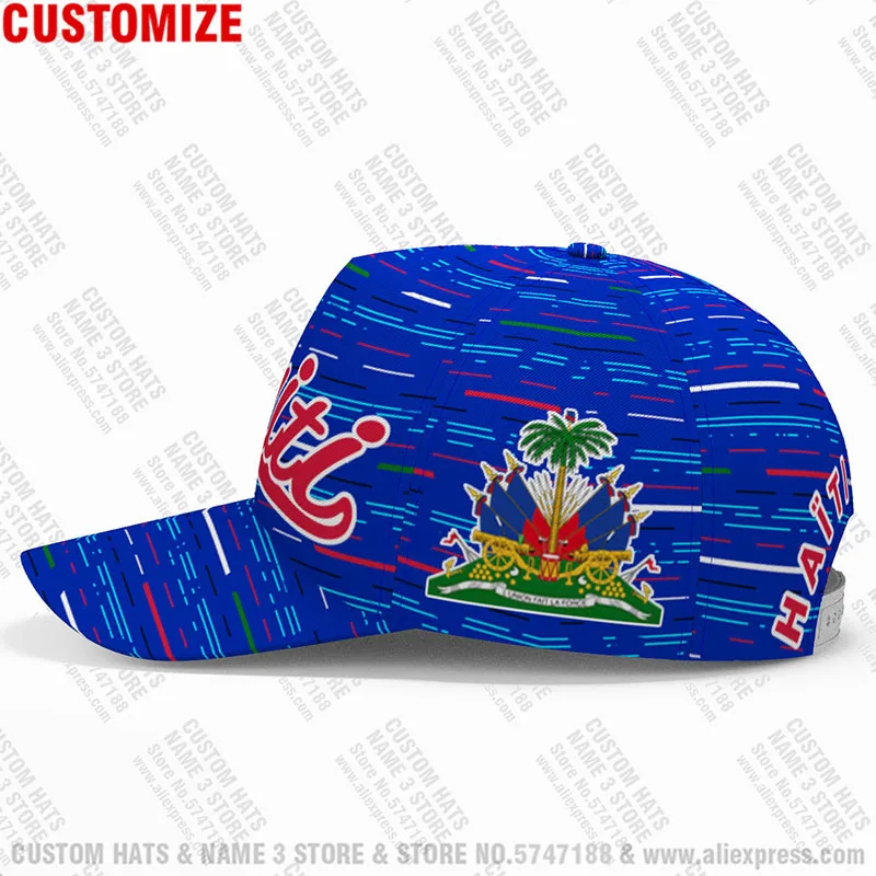 Haiti Male Diy Free Custom Name Hti Unisex Hat Nation Flag Country Ht French Haitian Republic College Print Photo Baseball Cap