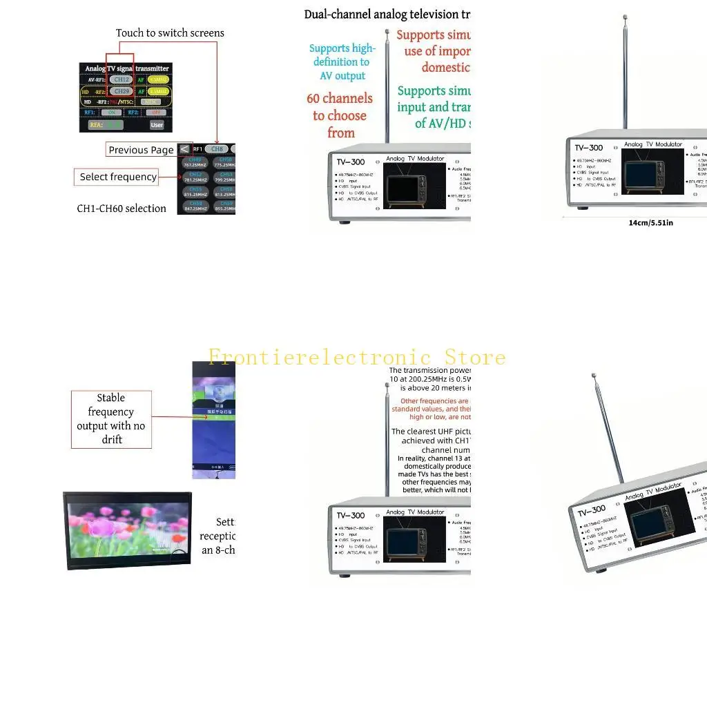 G8DB TV300 Radio Frequency Modulator for TVs Enables Double Channel Video Auditory Sy