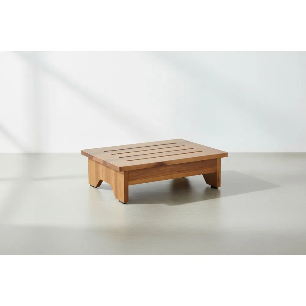 

5" Acacia Wood Step Stool - 500 LBS Capacity, No Assembly, Slip-Resistant for Elderly & High Beds
