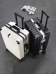 20 26 28 inch Suitcase Aluminium Frame Trolley Luggage Universal Wheel Leather Travel Suitcase Password Lock Trolley Case