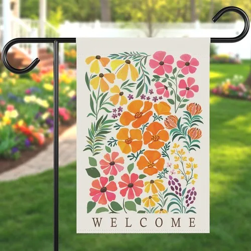 California Poppy and Wild Flowers Welcome Garden Flag and House Flag XXQ