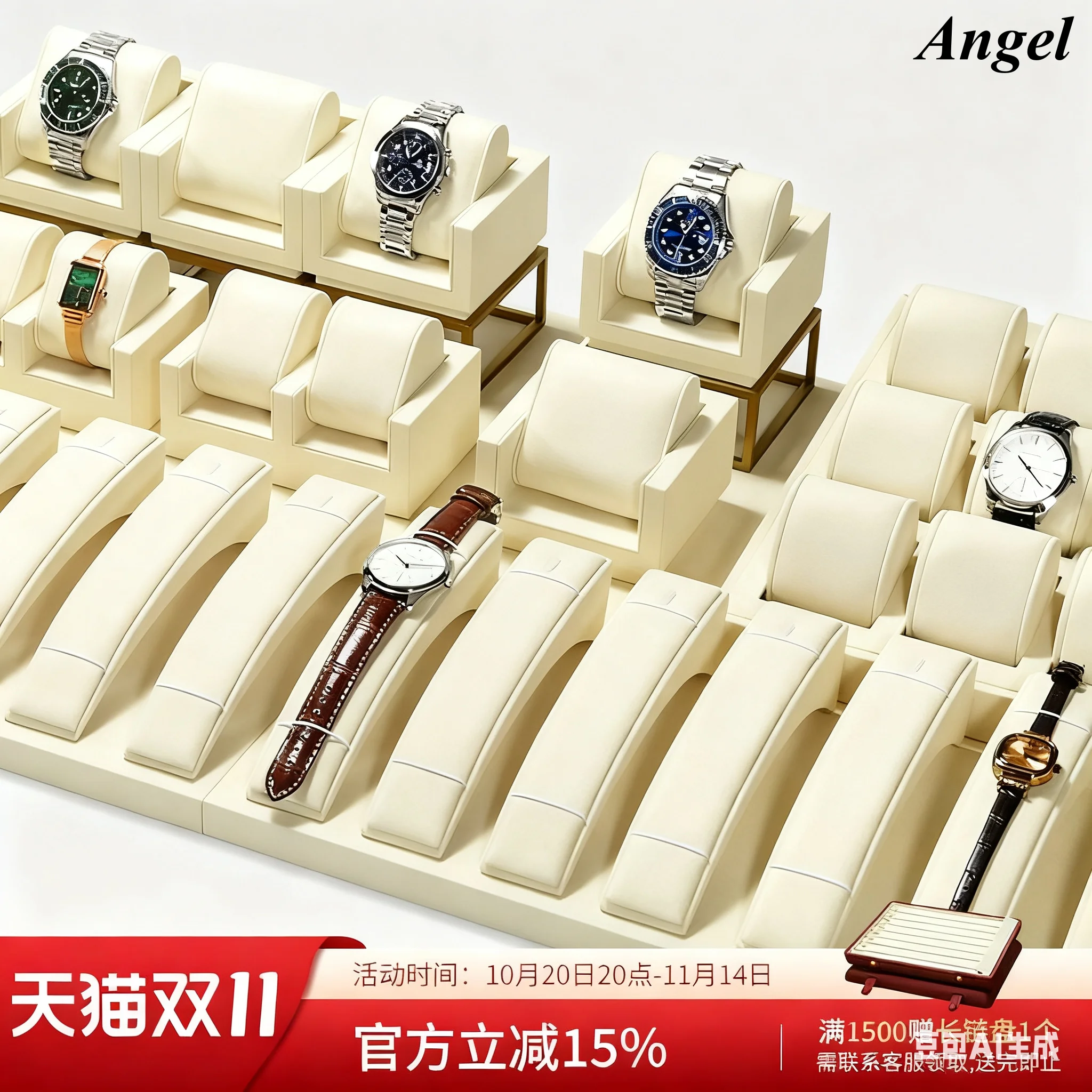 

Новое поступление, набор дисплеев для часов, роскошная подушка для часов и поднос для прямой трансляции, витрина для счетчика магазина