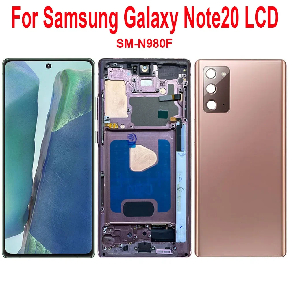 

AMOLED-экран для Samsung Galaxy Note 20 N980F, ЖК-дисплей, сенсорная панель с рамкой в сборе, сменная поддержка S Pen, отпечаток пальца