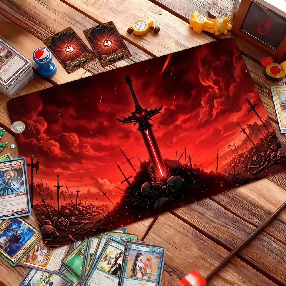 Battlefield and Demon Sword Magic Card Battle Mat TCG Playmat Anti-slip Base 35X60cm Gathering Gaming Mat Board Game Mat for TCG