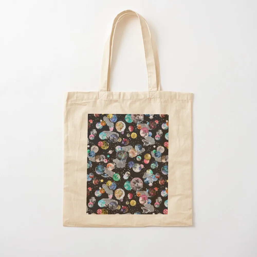 Planets Space Constellations Black Tote Bag custom tote bag Women's shopper eco bag folding