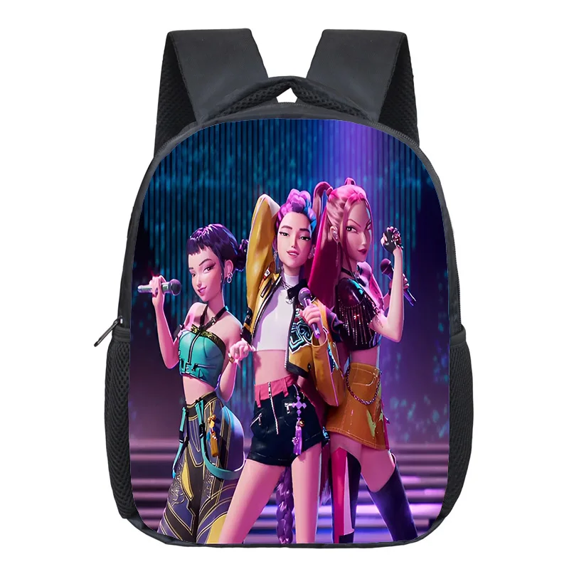 الكرتون KPop شيطان الصيادين المدرسية صبي فتاة حقيبة ظهر عادية 12 بوصة موضة لتقوم بها بنفسك حقائب الظهر طفولية لطيف وتنفس Mochila