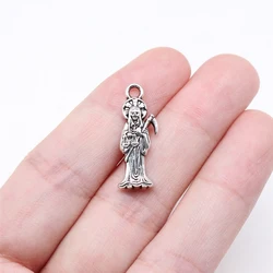 WYSIWYG 20pcs 23x8mm Antique Silver Color Death Scythe Charms For Jewelry Making