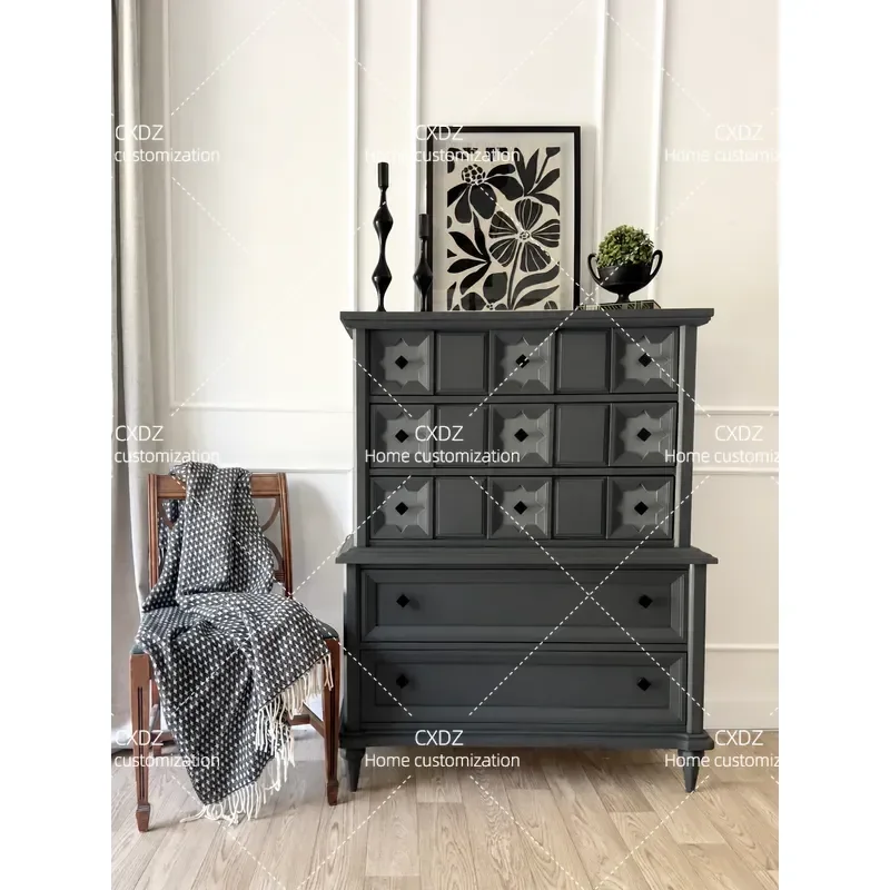 Solid Wood Entryway Cabinet Retro Style Living Room Storage Console Table Customizable Furniture for Home Decor Organization