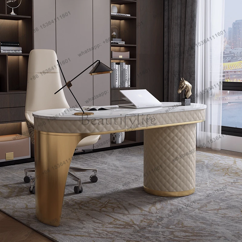 X4 Light luxury rock slab desk and chair modern simple study computer home writing desk designer