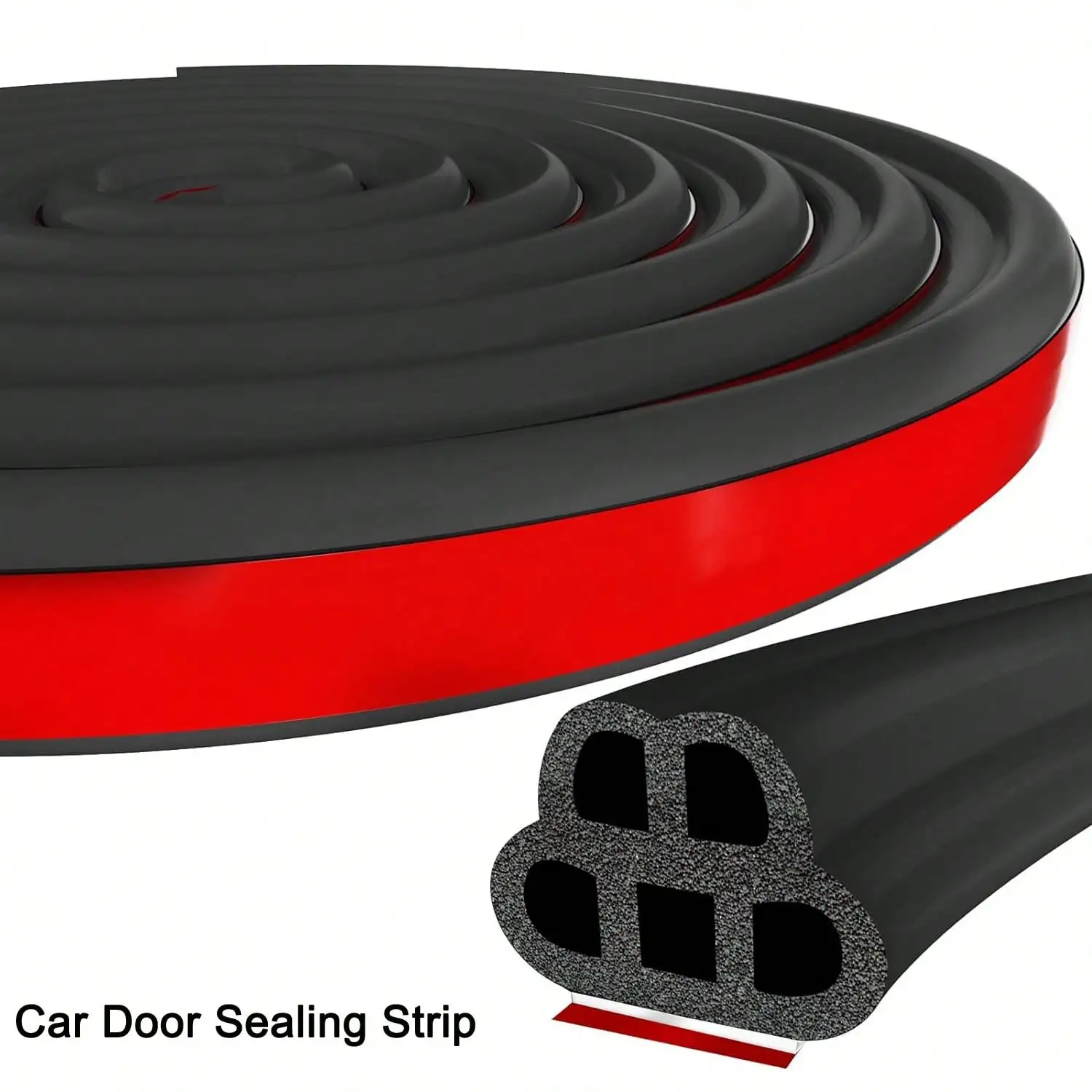 Universal Car Door Rubber Seal Strip Self Adhesive Automotive Door Soundproofing Weather Stripping Double Layer 5-Hole Auto Weatherstrip Fit Truck Pickup RVs