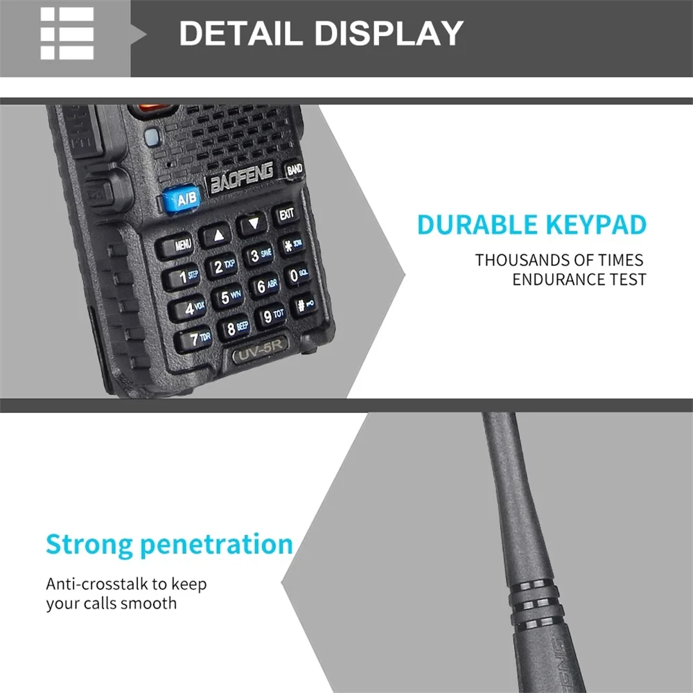 Baofeng-walkie-talkie portátil para exteriores, Radio bidireccional inalámbrica profesional, VHF/UHF, banda Dual, CB, UV 5R