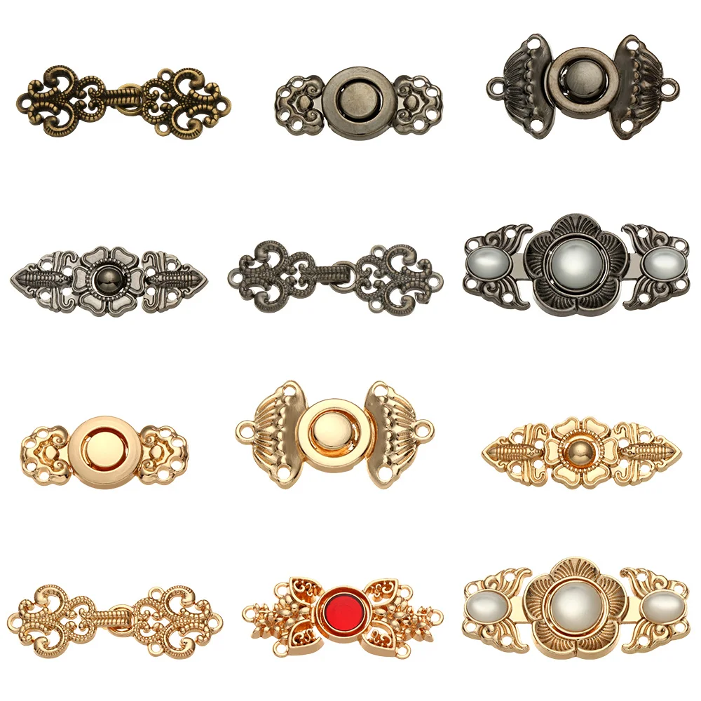 6Pcs Retro Metal Chinese Knot Button For Clothing Cheongsam Chinese Frog Button Jeans Fastener Stud Pants Pin Reduce Waist