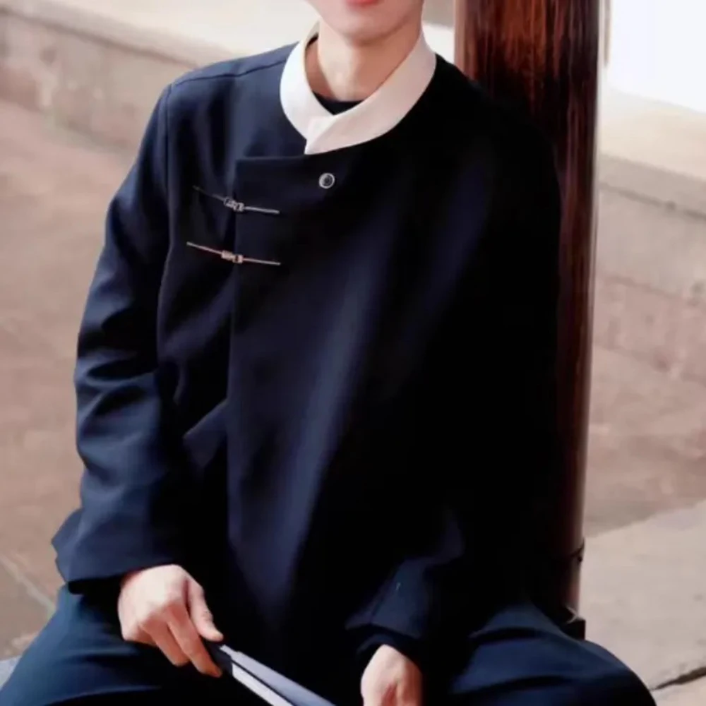 Mens Jackets Metal Button Suit Jackets Autumn Streetwear Fashion Personality Versatile Campus Long Sleeve Tops Men'S Clothing